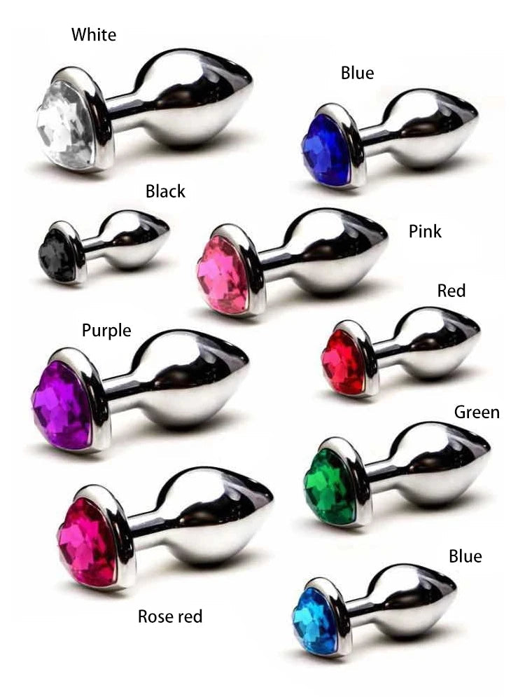 Metal Anal Sex Toys for Adult Men Women Tail Anal Plug Heart Shape Diamond Metal Butt Erotic Vagina Stimulator Prostate Massage EROCIT