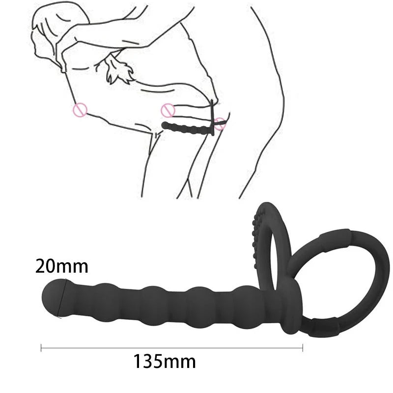 Double Penetration Anal Sex Toys For Men & Women - Dildo Penis Butt Plug, Anal Beads & Cock Ring for Delay Ejaculation EROCIT