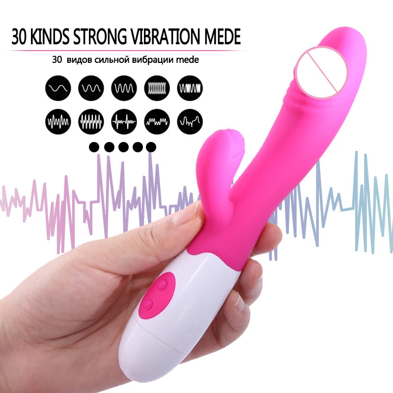 Rabbit Vibrator for Women Vagina G-Spot Nipple Clitoris Stimulator Thrusting Telescopic Rotating Dildo for Adult Sexy Toys EROCIT