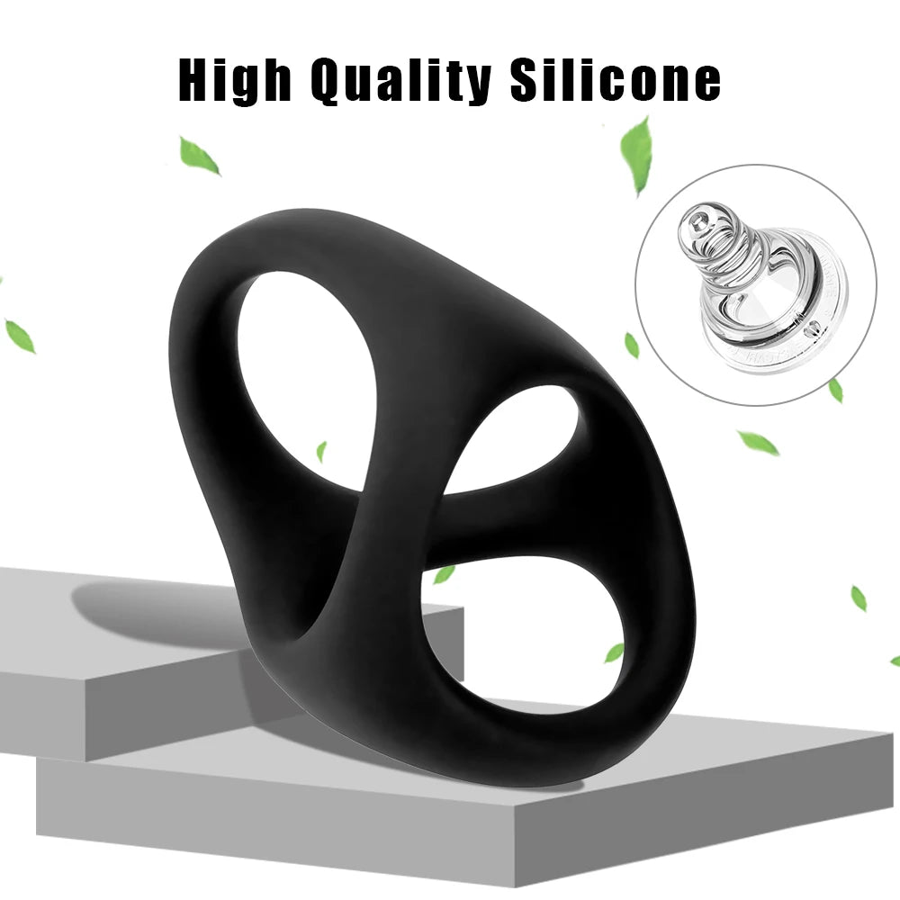 IKOKY Cock Ring Soft Silicone Sex Toys for Men Male Masturbator Sexy Dual Ring Penis Ring Men Time Delay Ejaculation EROCIT