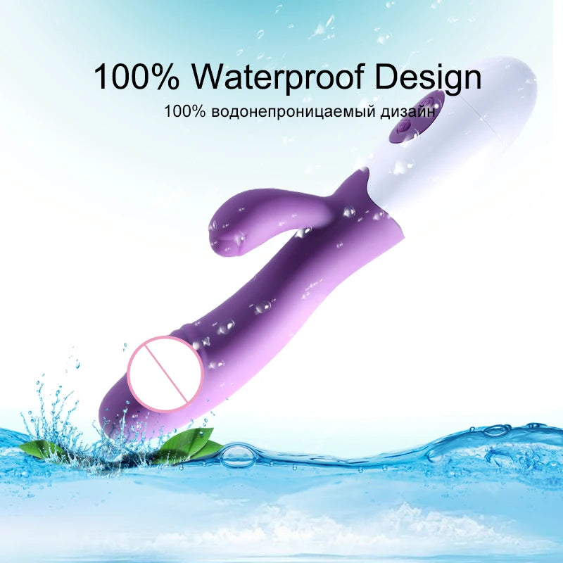 Rabbit Vibrator for Women Vagina G-Spot Nipple Clitoris Stimulator Thrusting Telescopic Rotating Dildo for Adult Sexy Toys EROCIT