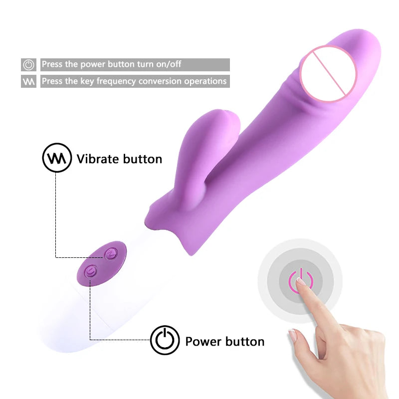 Rabbit Vibrator for Women Vagina G-Spot Nipple Clitoris Stimulator Thrusting Telescopic Rotating Dildo for Adult Sexy Toys EROCIT