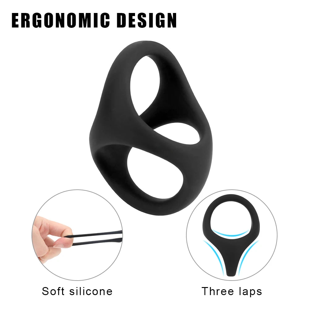 IKOKY Cock Ring Soft Silicone Sex Toys for Men Male Masturbator Sexy Dual Ring Penis Ring Men Time Delay Ejaculation EROCIT