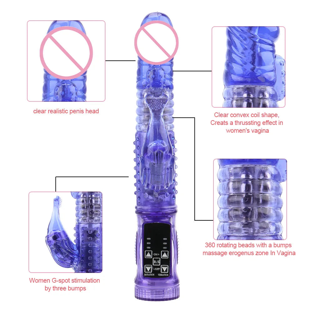 22cm Rotating Beads Vibrators For Women Clitoris Stimulator Vaginal Anal Plug Dildos Female Masturbator Sex Toys Erotic Products EROCIT