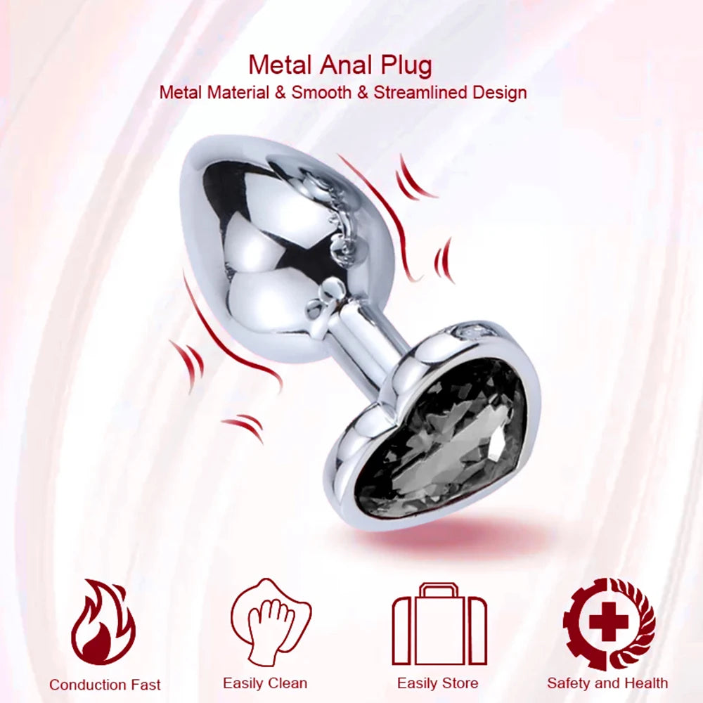 3PCS S/M/L Metal Anal Plug Butt Plug Sex Toy Butt Toy for Women Men Couples Gay Adult Game Masturbator Anal Diamond Sex Shop EROCIT