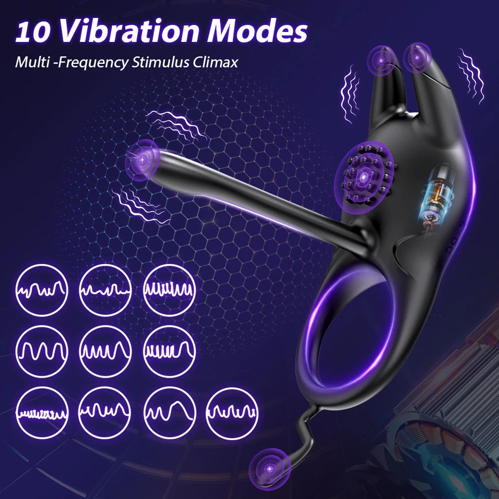 Vibrating Penis Ring for Men Delay Ejaculation Cock Ring Male Penis Massager Clitoral G Spot Stimulation Sex Toys for Couples EROCIT