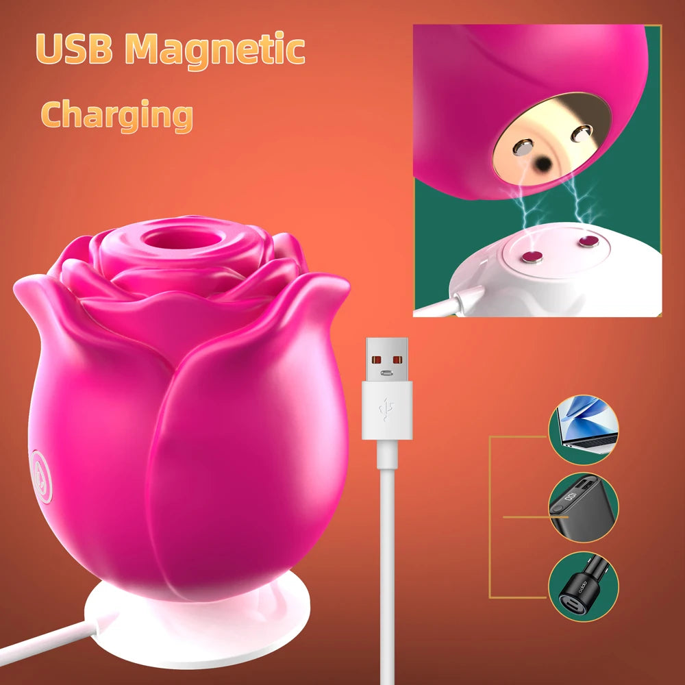 Rose Shape Vagina Sucking Vibrator Nipple Massager Clitoral Vacuum Stimulator Vibrating Female Masturbator Sex Toys for Adults EROCIT