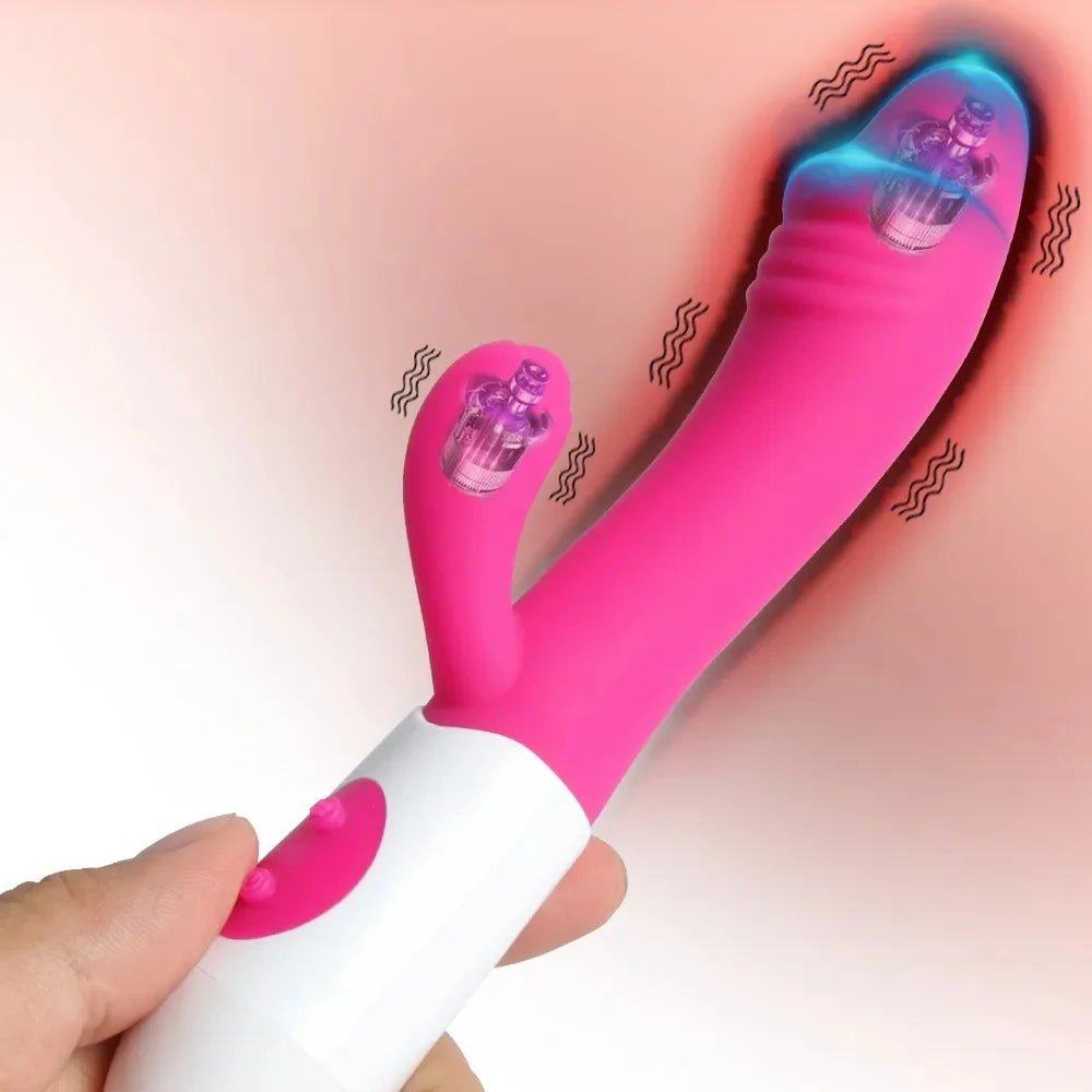 Rabbit Vibrator for Women Vagina G-Spot Nipple Clitoris Stimulator Thrusting Telescopic Rotating Dildo for Adult Sexy Toys EROCIT