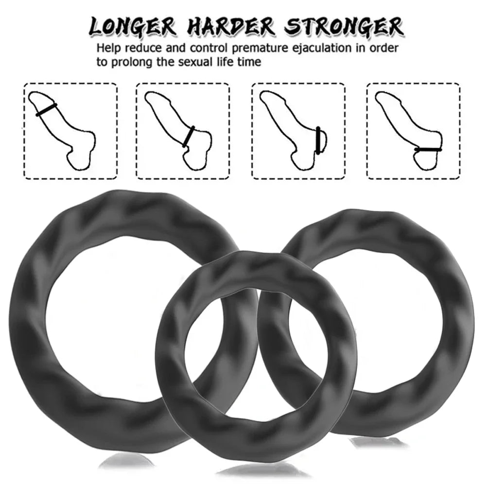 3PCS Cock Rings Penis Enlargement Durable Silicone Penis Ring Sex Toys for Adults Men Male Delay Ejaculation Scrotum Lock Ring EROCIT