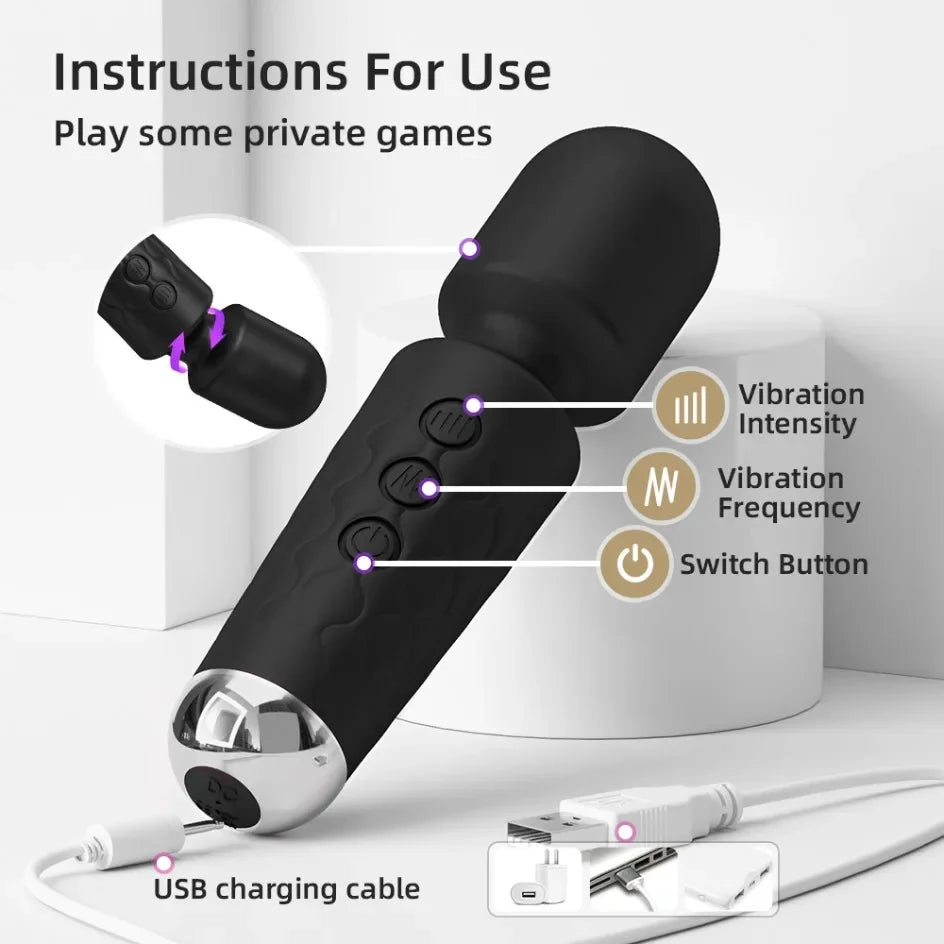 20 Speeds Powerful AV Vibrator for Women Nipple G spot Clitoris Stimulator Magic-Wand Dildo Female Masturbation Adult Sex Toys EROCIT