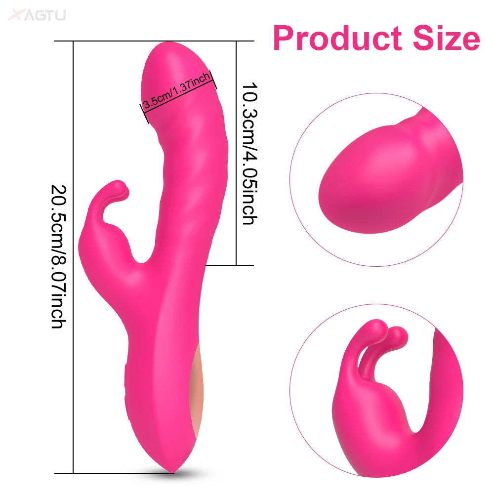 Rabbit Vibrator for Women Clitoris Stimulator Silicone G-spot Powerful 2 in 1 Dildo Female Masturbation Sex Toys Adult Goods EROCIT
