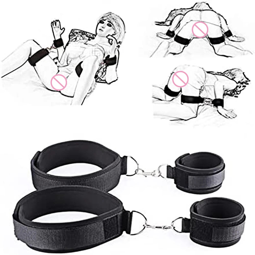 S&M Bed Bondage BDSM Bondage Kits Erotic Toy Restraint Set Sex Toys For Women Couple Binding Whip Anal Plug Handcuffs Adult Game EROCIT