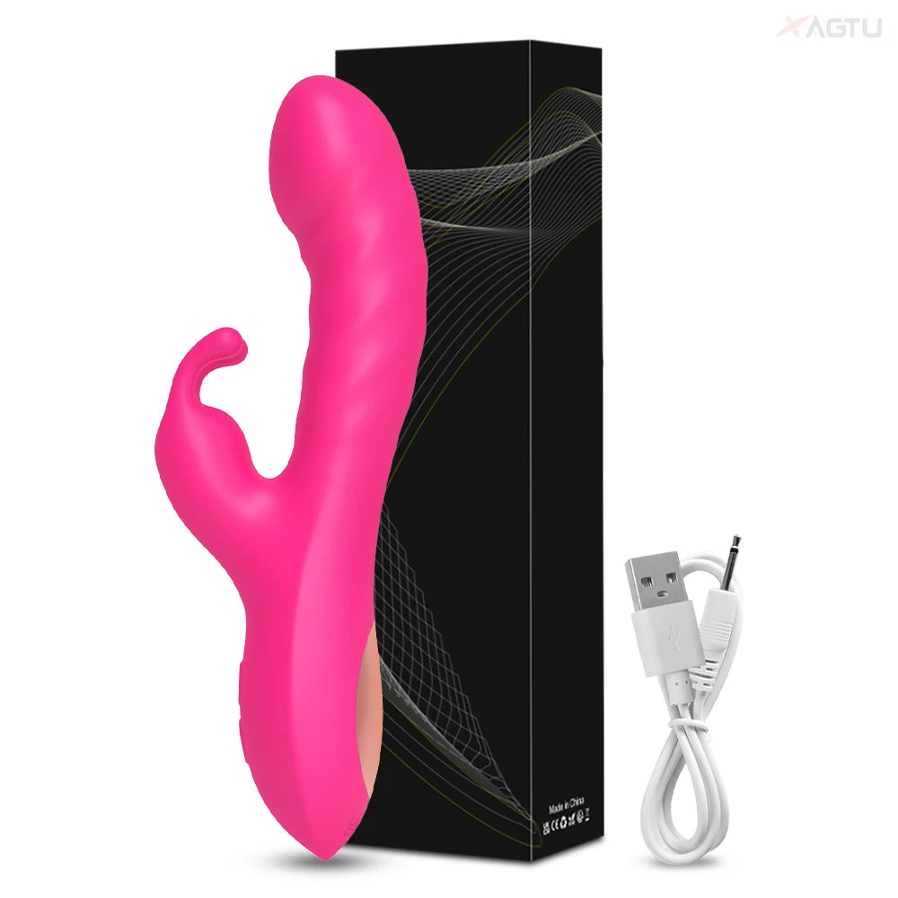 Rabbit Vibrator for Women Clitoris Stimulator Silicone G-spot Powerful 2 in 1 Dildo Female Masturbation Sex Toys Adult Goods EROCIT