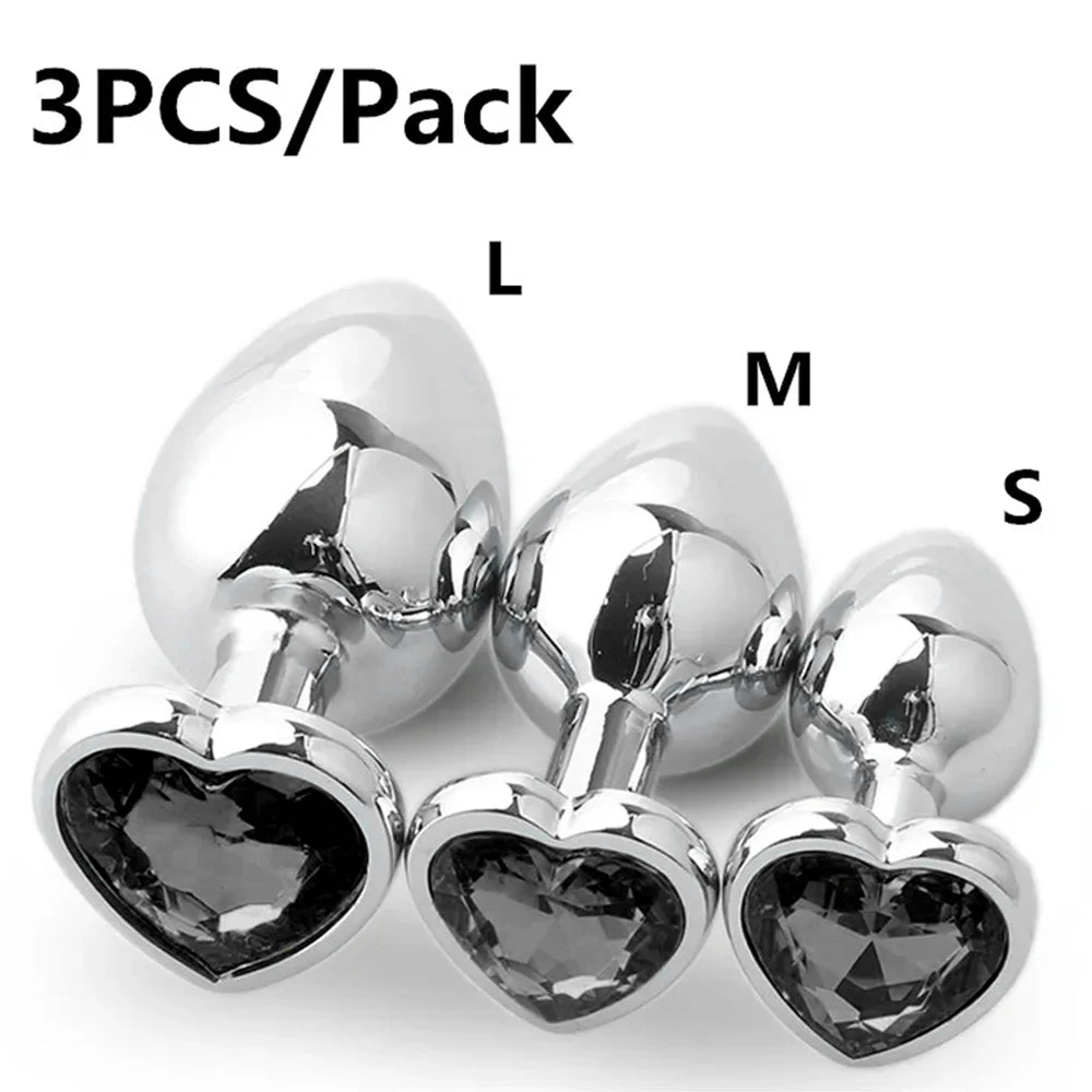 3PCS S/M/L Metal Anal Plug Butt Plug Sex Toy Butt Toy for Women Men Couples Gay Adult Game Masturbator Anal Diamond Sex Shop EROCIT