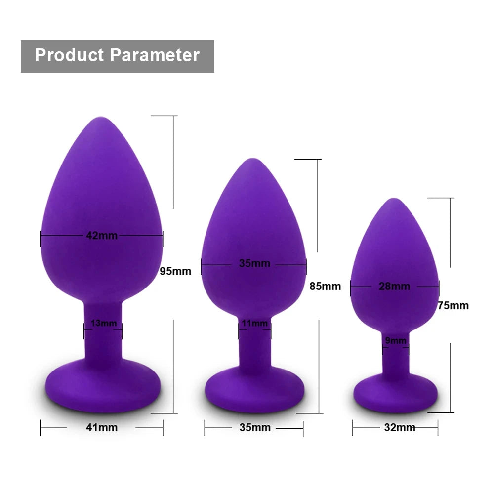 3 Size Silicone Butt Plug Anal Plug Unisex Sex Stopper Adult Toys for Men/Women Anal Trainer Prostate Massager Dildo for Couples EROCIT