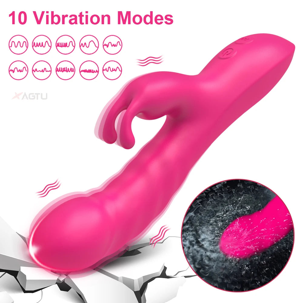 Rabbit Vibrator for Women Clitoris Stimulator Silicone G-spot Powerful 2 in 1 Dildo Female Masturbation Sex Toys Adult Goods EROCIT