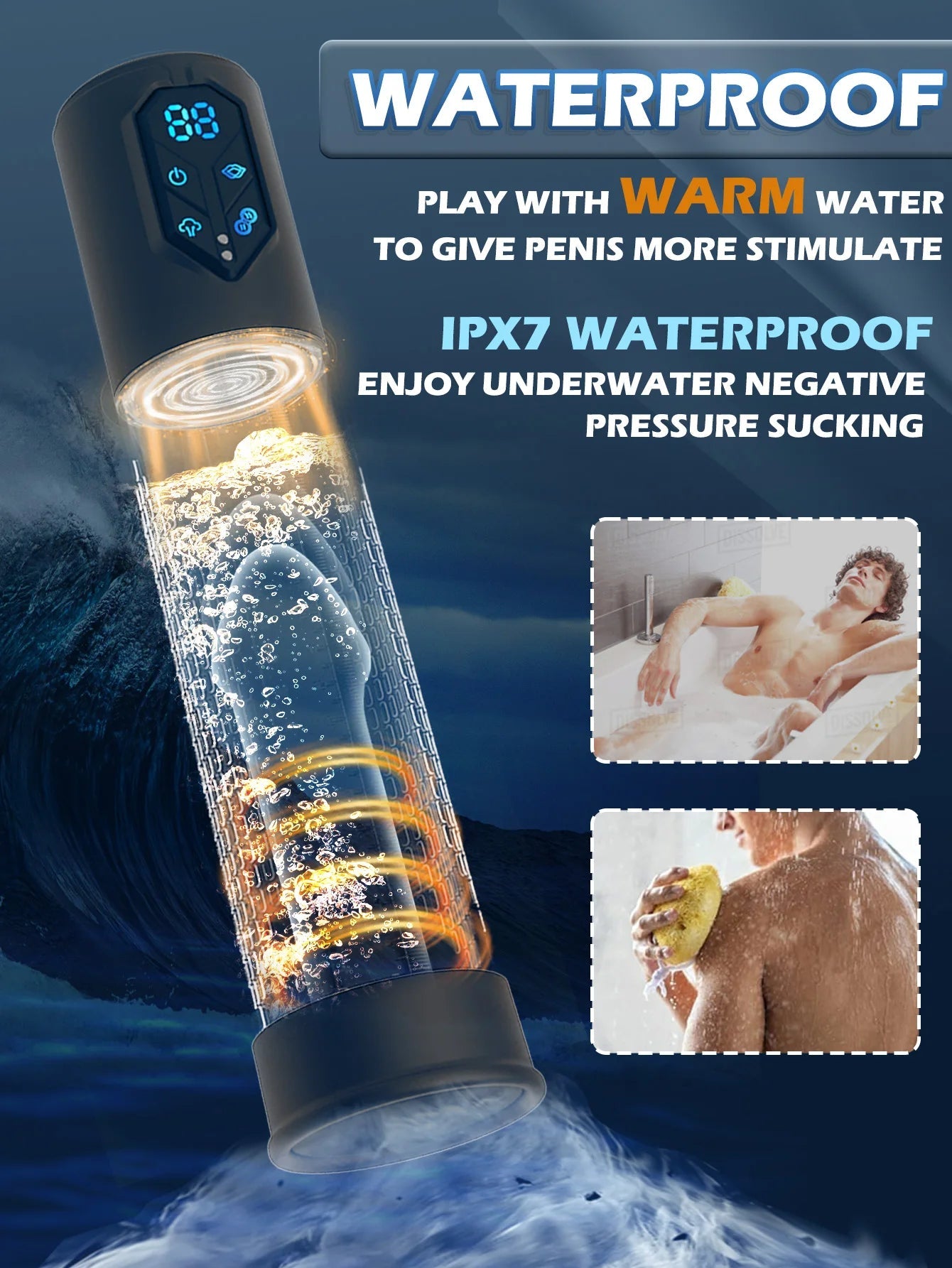 Electric Penis Pump Sex Toys for Men Penis Extension Automatic IPX7 Penis Water Pump Penis Enlargement Dick Erection Penis Train EROCIT