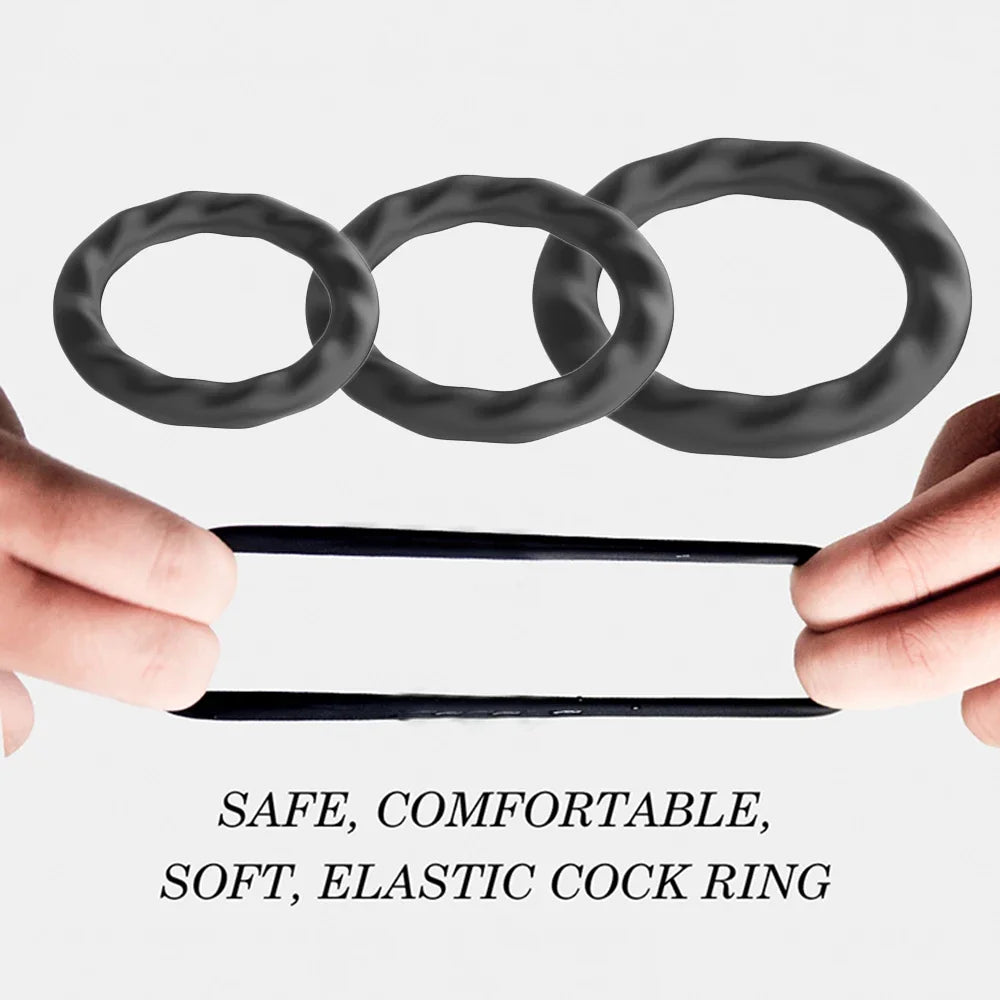 3PCS Cock Rings Penis Enlargement Durable Silicone Penis Ring Sex Toys for Adults Men Male Delay Ejaculation Scrotum Lock Ring EROCIT
