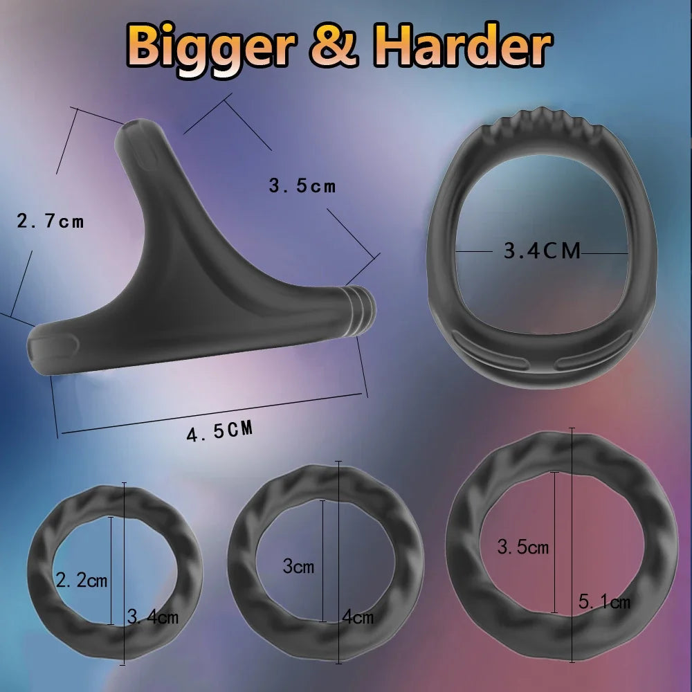3PCS Cock Rings Penis Enlargement Durable Silicone Penis Ring Sex Toys for Adults Men Male Delay Ejaculation Scrotum Lock Ring EROCIT
