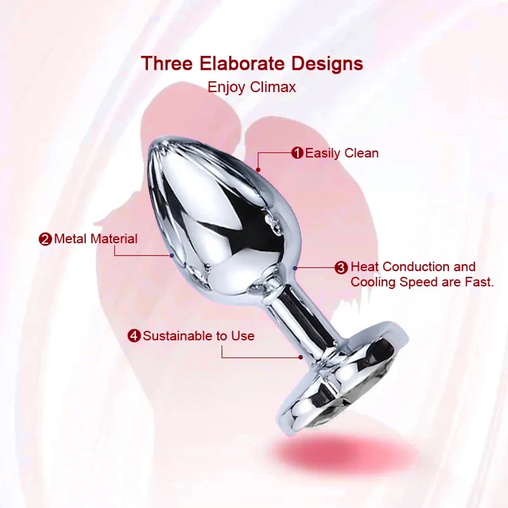 3PCS S/M/L Metal Anal Plug Butt Plug Sex Toy Butt Toy for Women Men Couples Gay Adult Game Masturbator Anal Diamond Sex Shop EROCIT