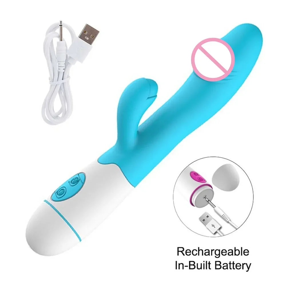 Rabbit Vibrator for Women Vagina G-Spot Nipple Clitoris Stimulator Thrusting Telescopic Rotating Dildo for Adult Sexy Toys EROCIT