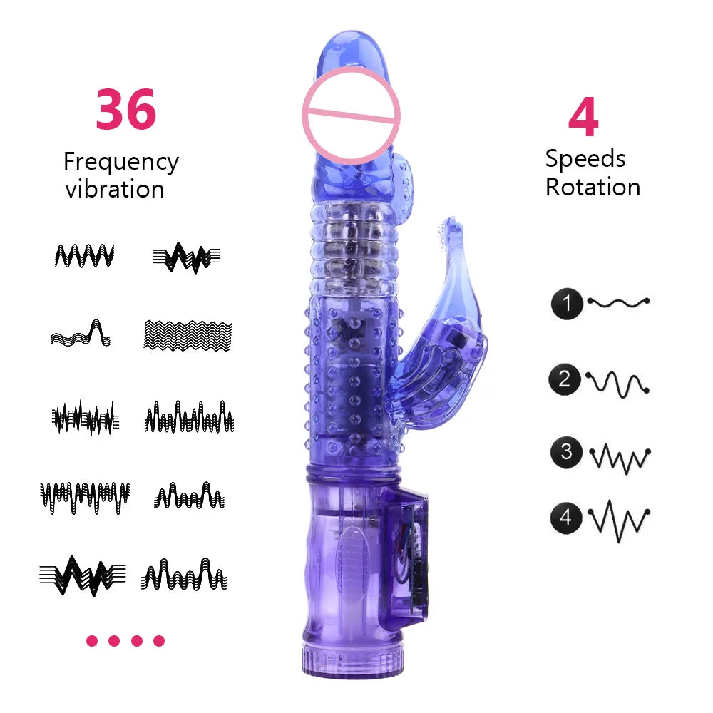 22cm Rotating Beads Vibrators For Women Clitoris Stimulator Vaginal Anal Plug Dildos Female Masturbator Sex Toys Erotic Products EROCIT