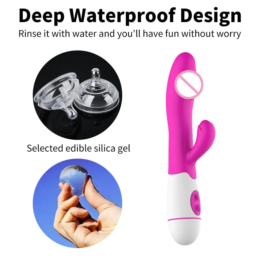 Rabbit Vibrator for Women Vagina G-Spot Nipple Clitoris Stimulator Thrusting Telescopic Rotating Dildo for Adult Sexy Toys EROCIT
