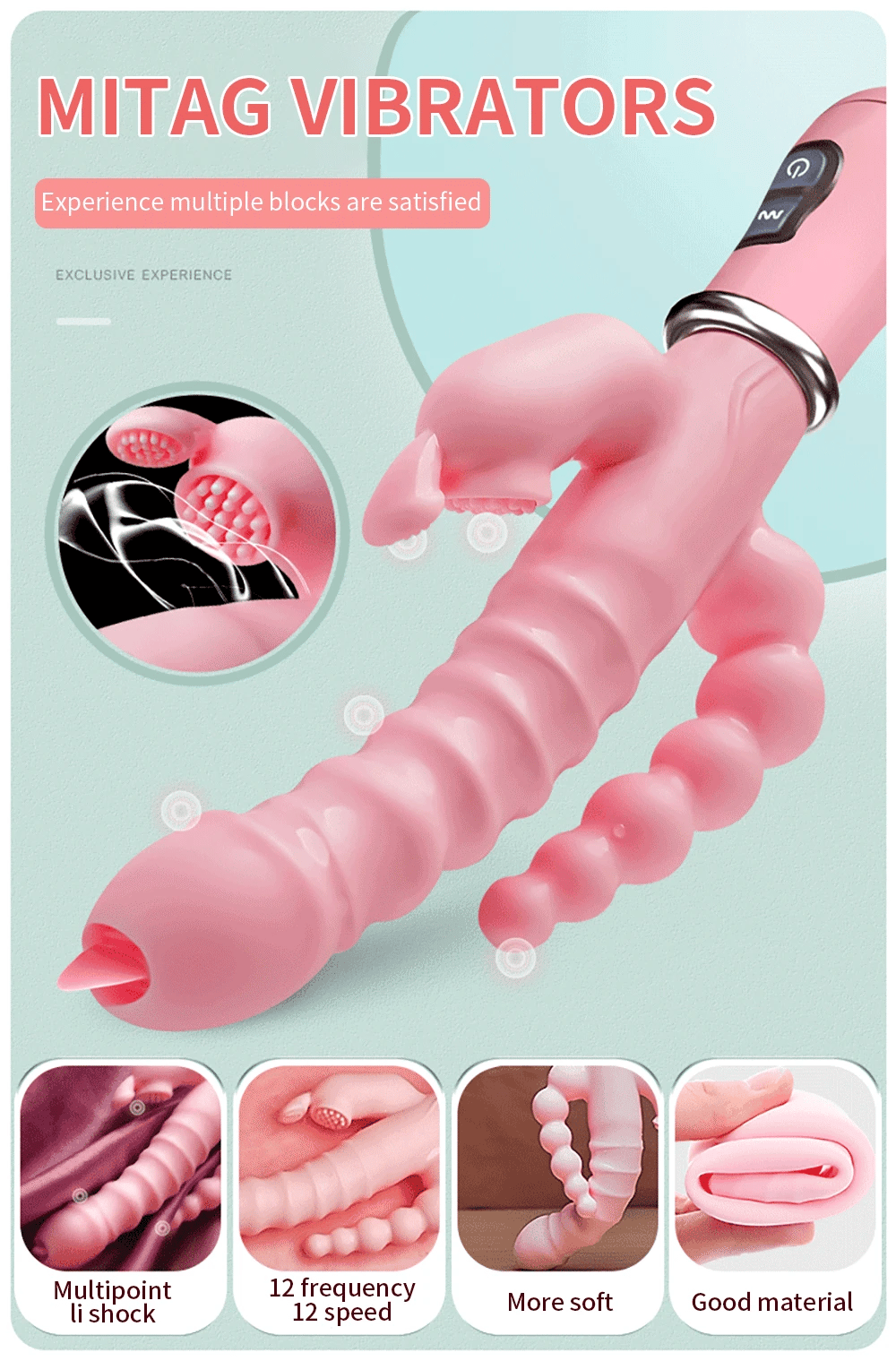 3 In 1 Dildo Rabbit Vibrator Waterproof USB Magnetic Rechargeable Anal Clit Vibrator Sex Toys for Women Couples Sex Shop EROCIT
