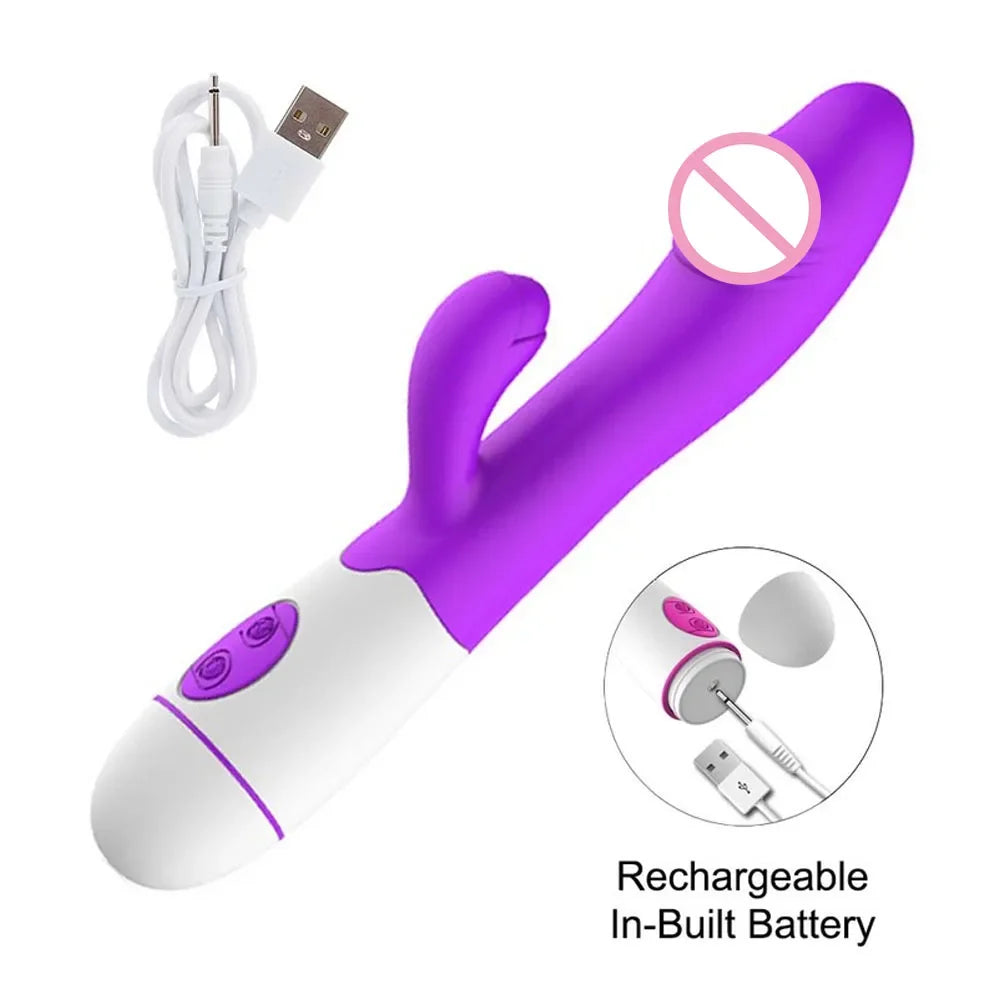 Rabbit Vibrator for Women Vagina G-Spot Nipple Clitoris Stimulator Thrusting Telescopic Rotating Dildo for Adult Sexy Toys EROCIT