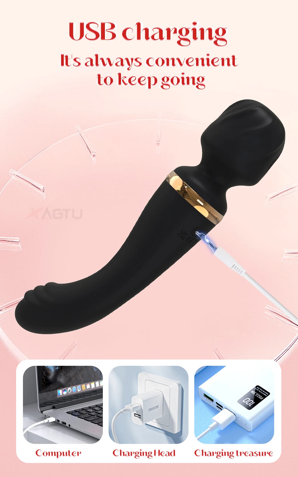 AV Vibrator for Women Vagina Massager USB Rechargeable 2 Motors G Spot Clit Clitoris Stimulator Female Sex Toys Adults Goods EROCIT