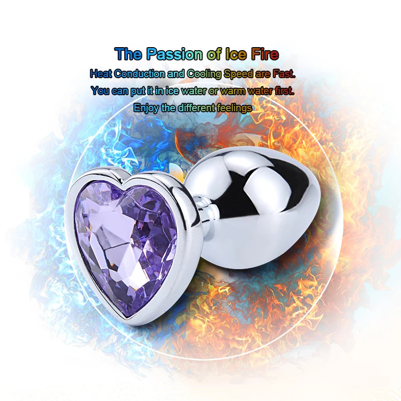 Anal Plug Heart 3 Sizes Stainless Steel Crystal Anal Plug Removable Butt Plug Stimulator Anal Sex Toys Prostate Massager Dildo EROCIT