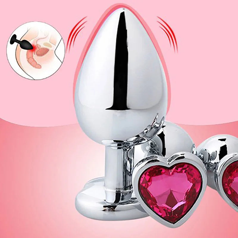 Anal Plug Heart 3 Sizes Stainless Steel Crystal Anal Plug Removable Butt Plug Stimulator Anal Sex Toys Prostate Massager Dildo EROCIT
