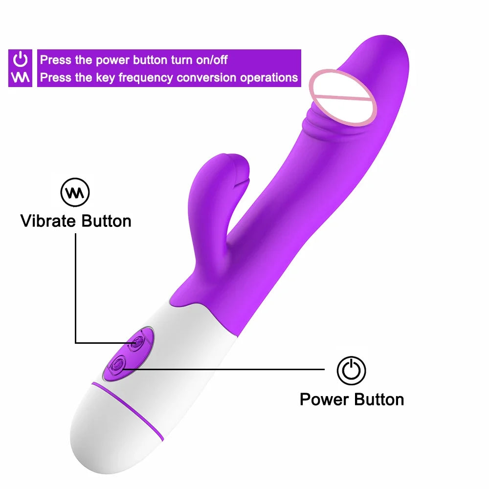 Rabbit Vibrator for Women Vagina G-Spot Nipple Clitoris Stimulator Thrusting Telescopic Rotating Dildo for Adult Sexy Toys EROCIT