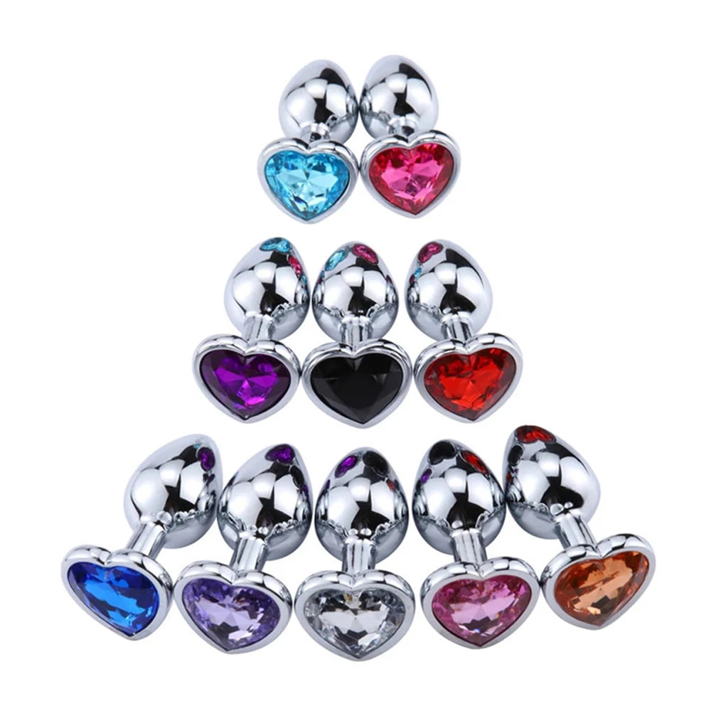 Metal Anal Sex Toys for Adult Men Women Tail Anal Plug Heart Shape Diamond Metal Butt Erotic Vagina Stimulator Prostate Massage EROCIT