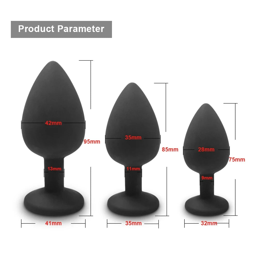 3 Size Silicone Butt Plug Anal Plug Unisex Sex Stopper Adult Toys for Men/Women Anal Trainer Prostate Massager Dildo for Couples EROCIT