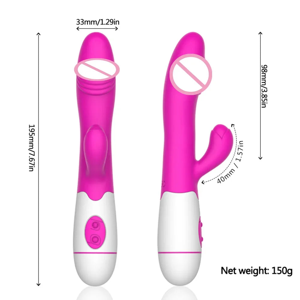 Rabbit Vibrator for Women Vagina G-Spot Nipple Clitoris Stimulator Thrusting Telescopic Rotating Dildo for Adult Sexy Toys EROCIT