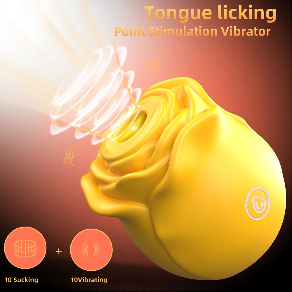 1PC Rose Flower 2 In 1 Vibrator Sucking Beating Nipple Clitoral Stimulator Powerful G-spot Vaginal Vibrator Sex Toys for Women EROCIT