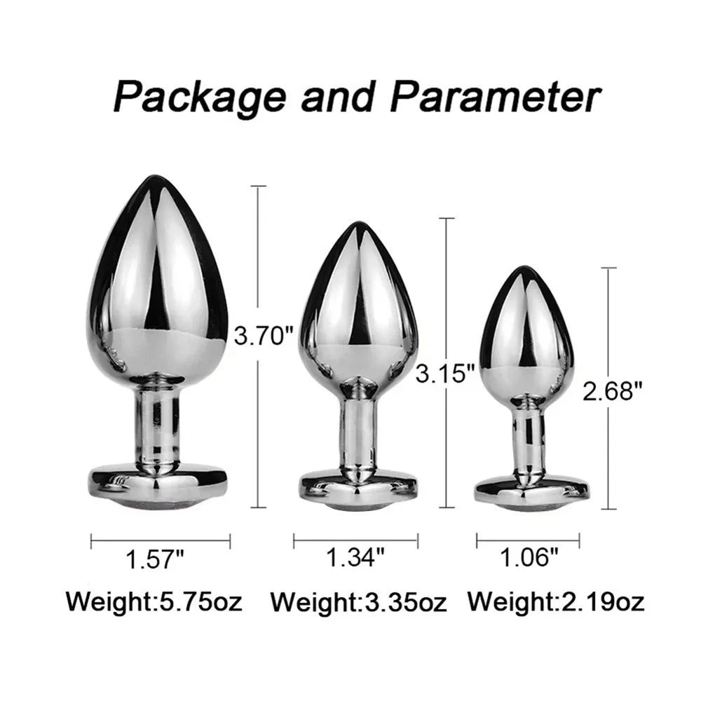 3PCS S/M/L Metal Anal Plug Butt Plug Sex Toy Butt Toy for Women Men Couples Gay Adult Game Masturbator Anal Diamond Sex Shop EROCIT