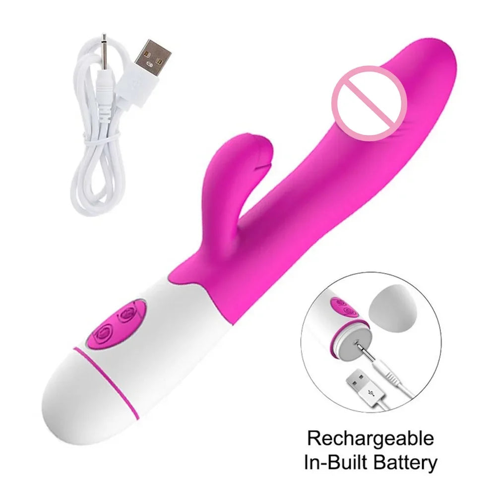 Rabbit Vibrator for Women Vagina G-Spot Nipple Clitoris Stimulator Thrusting Telescopic Rotating Dildo for Adult Sexy Toys EROCIT