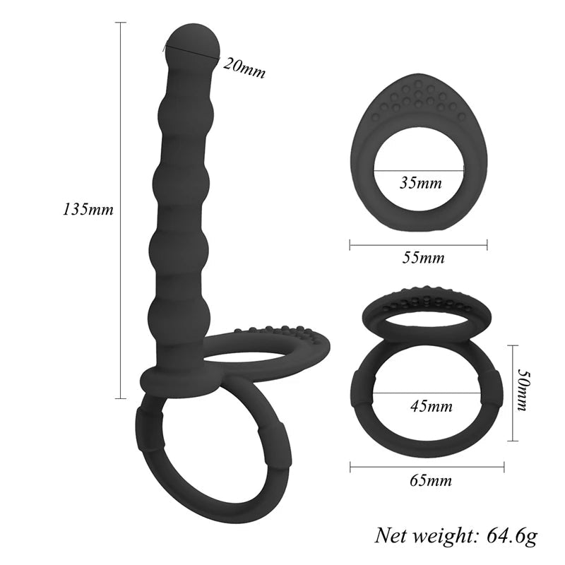 Double Penetration Anal Sex Toys For Men & Women - Dildo Penis Butt Plug, Anal Beads & Cock Ring for Delay Ejaculation EROCIT