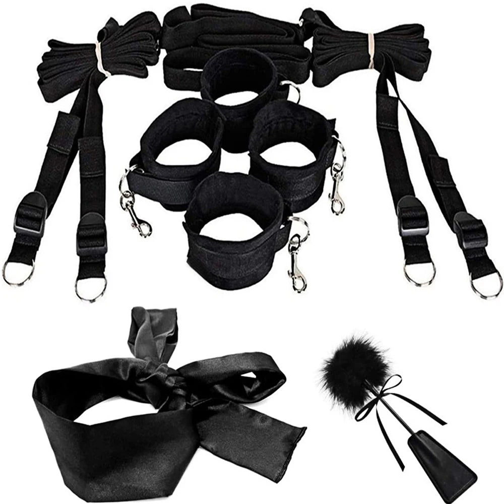 S&M Bed Bondage BDSM Bondage Kits Erotic Toy Restraint Set Sex Toys For Women Couple Binding Whip Anal Plug Handcuffs Adult Game EROCIT