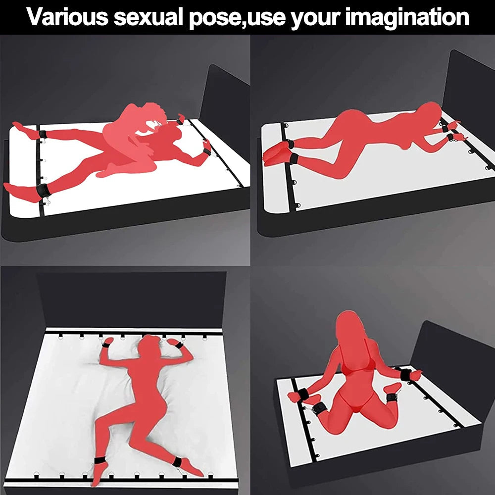 S&M Bed Bondage BDSM Bondage Kits Erotic Toy Restraint Set Sex Toys For Women Couple Binding Whip Anal Plug Handcuffs Adult Game EROCIT
