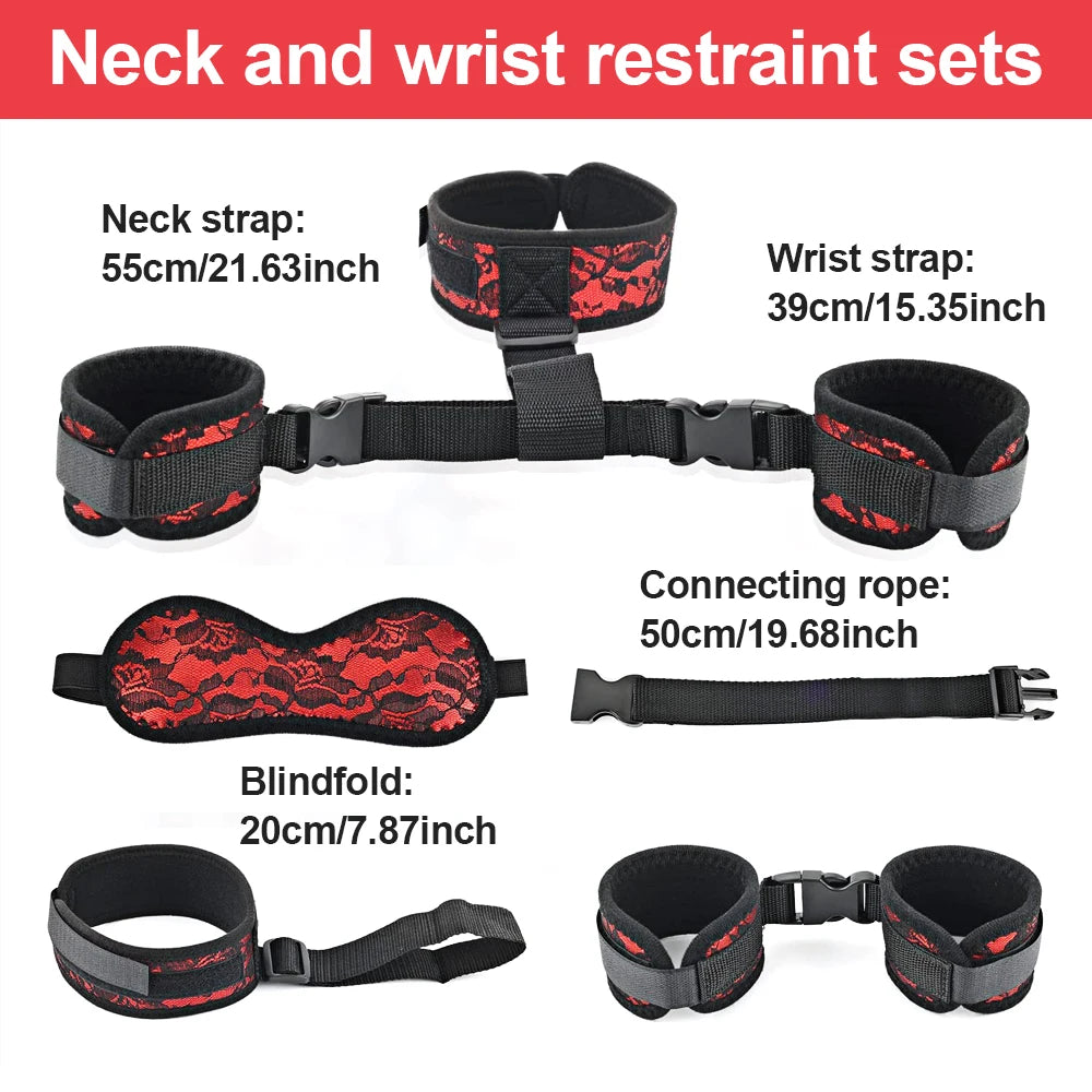 S&M Bed Bondage BDSM Bondage Kits Erotic Toy Restraint Set Sex Toys For Women Couple Binding Whip Anal Plug Handcuffs Adult Game EROCIT
