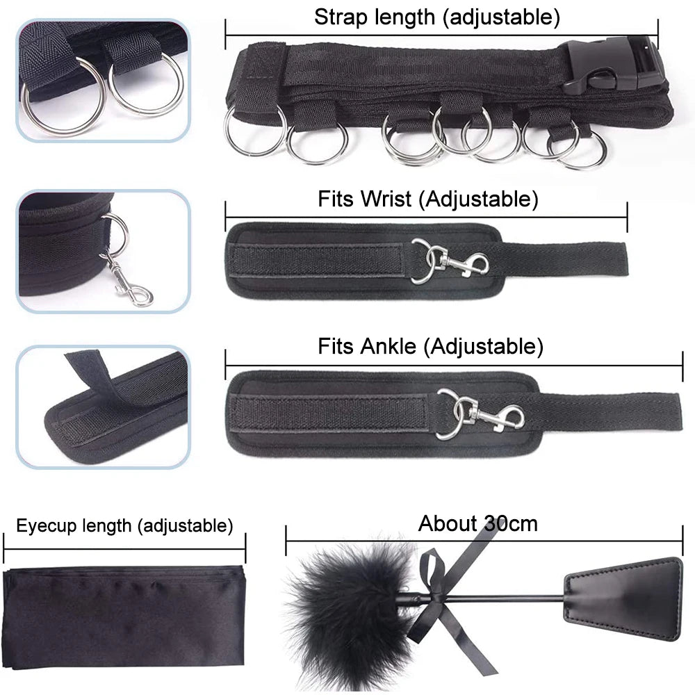 S&M Bed Bondage BDSM Bondage Kits Erotic Toy Restraint Set Sex Toys For Women Couple Binding Whip Anal Plug Handcuffs Adult Game EROCIT