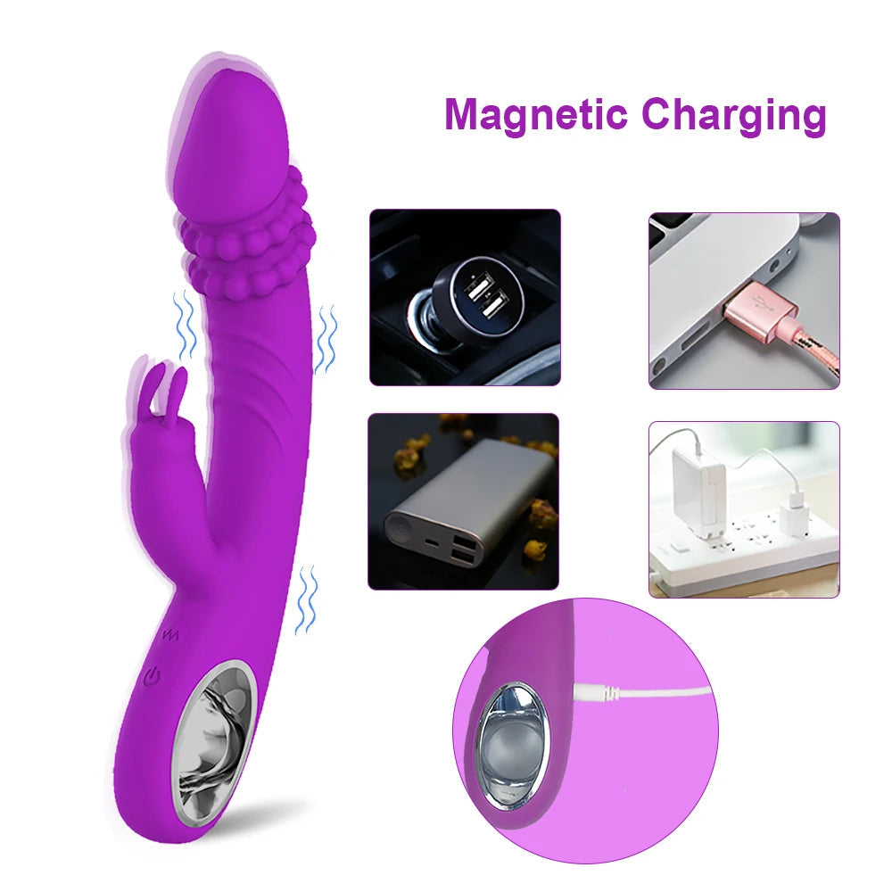 Powerful Rabbit Vibrator for Women G Spot Clitoris Stimulator Vagina Nipple Massage Dildo Masturbation Adults Sex Toy for Female EROCIT