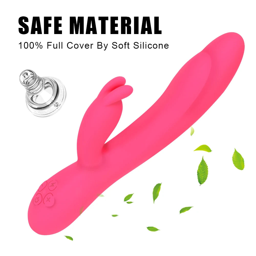 20cm Heated Dildo Rabbit Vibrator For Women Clitoris Nipple Stimulator Vaginal Anal Plug Sex Toys Female Masturbator Erotic Shop EROCIT