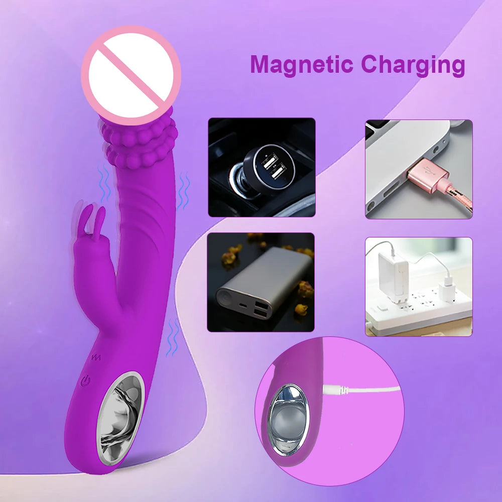 Powerful Rabbit Vibrator for Women G Spot Clitoris Stimulator Vagina Nipple Massage Dildo Masturbation Adults Sex Toy for Female EROCIT