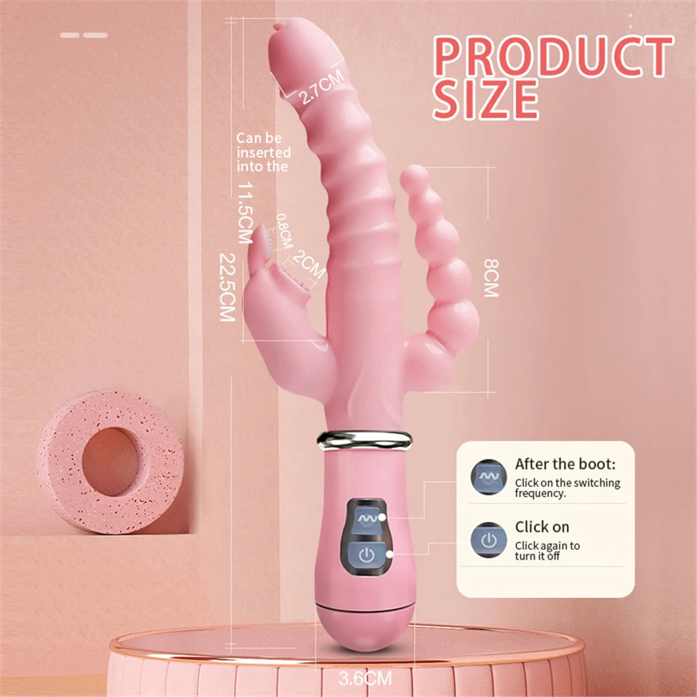 3 In 1 Dildo Rabbit Vibrator Waterproof USB Magnetic Rechargeable Anal Clit Vibrator Sex Toys for Women Couples Sex Shop EROCIT