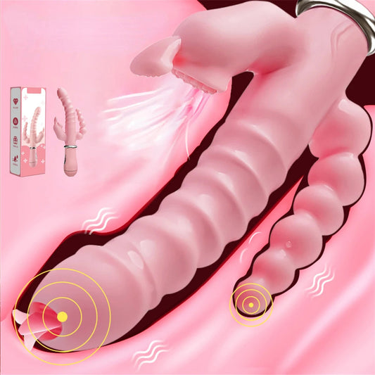 3 In 1 Dildo Rabbit Vibrator Waterproof USB Magnetic Rechargeable Anal Clit Vibrator Sex Toys for Women Couples Sex Shop EROCIT