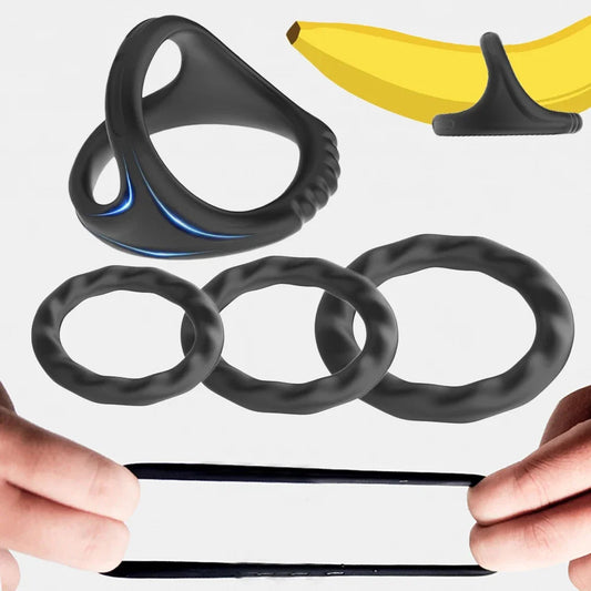 3PCS Cock Rings Penis Enlargement Durable Silicone Penis Ring Sex Toys for Adults Men Male Delay Ejaculation Scrotum Lock Ring EROCIT